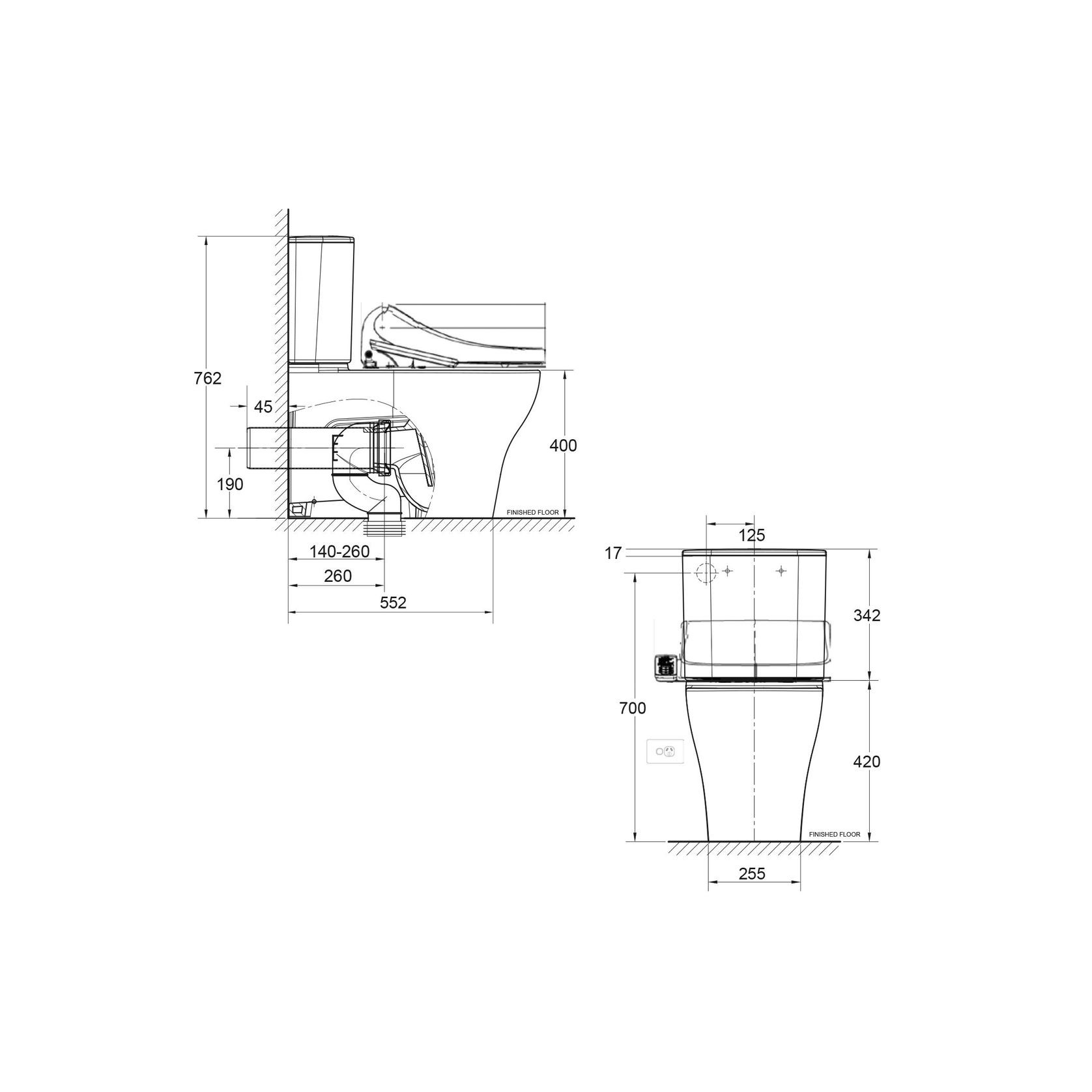 Cygnet Hygiene Rim Round CCBTW - Back Inlet with SpaLet E-Bidet Seat gallery detail image