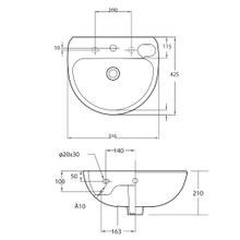 Studio 500 Wall Basin - 3 Tap Hole - Overflow - Inc Fixing Kit gallery detail image