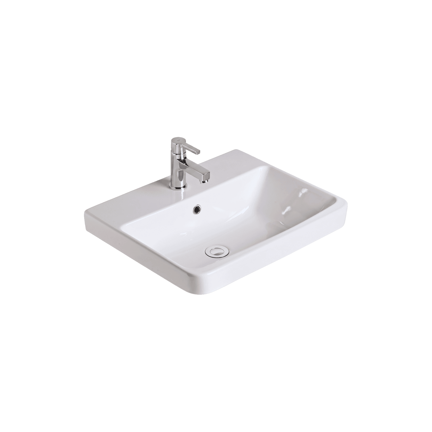 Heron Square 500 Semi Inset Basin - 1 Taphole - Overflow gallery detail image