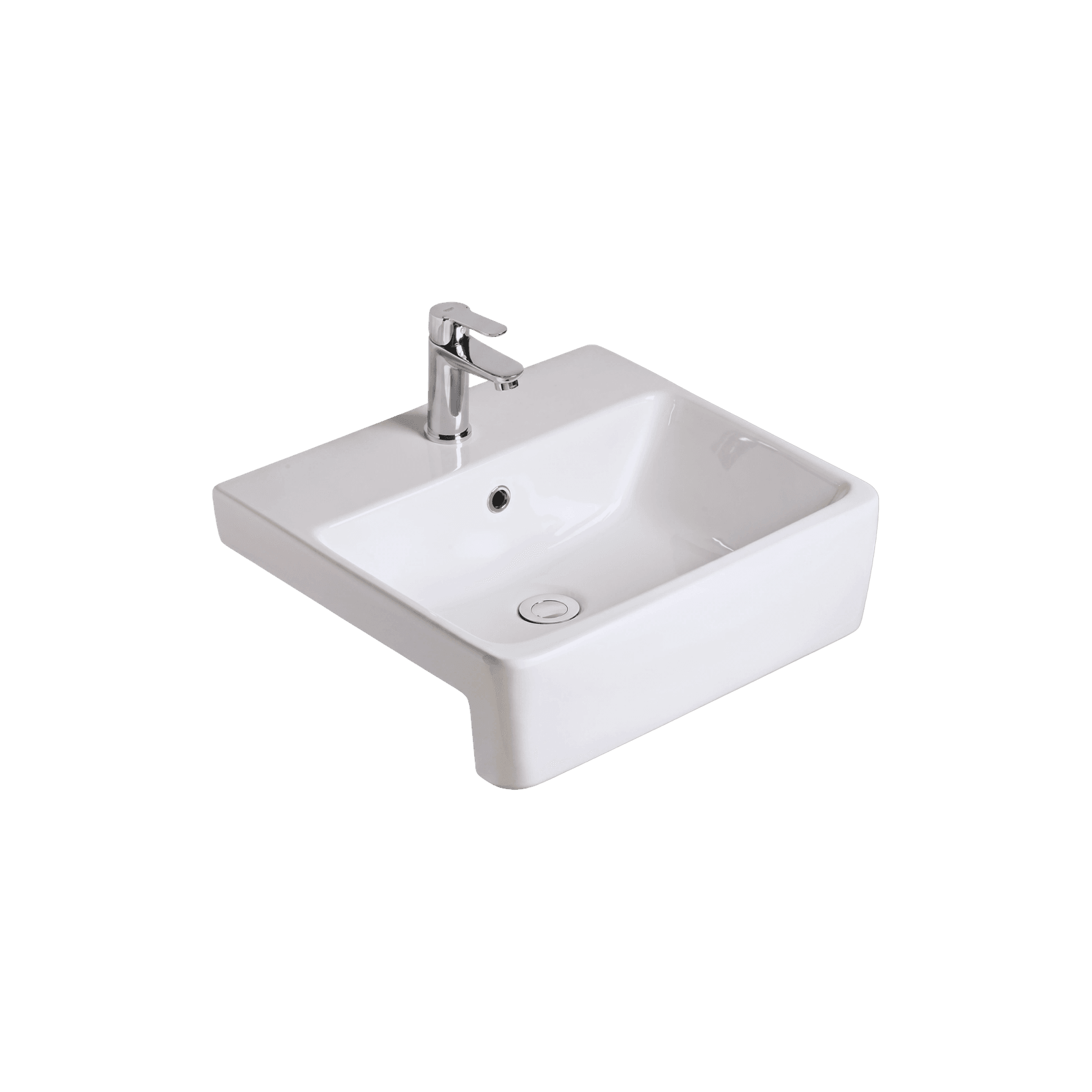 Heron Square 500 Semi Recessed Basin - 1 Taphole - Overflow gallery detail image