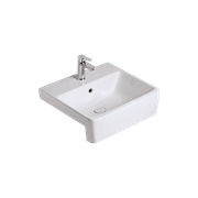 Heron Square 500 Semi Recessed Basin - 1 Taphole - Overflow gallery detail image