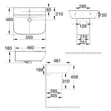 Cygnet 550 Wall Basin - 1 Taphole - Overflow - Inc Fixing Kit gallery detail image