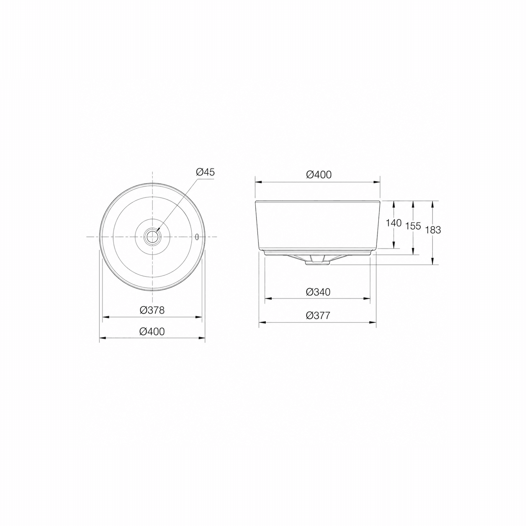 Cygnet 400 Round Vessel Basin - Overflow gallery detail image