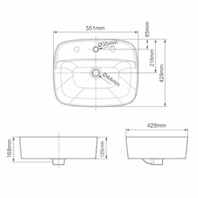 Signature 550 Counter Top Basin - 3 Tap Hole - Overflow gallery detail image
