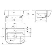 Loven 510 Semi-Recessed Basin - 1 Tap Hole - Overflow gallery detail image