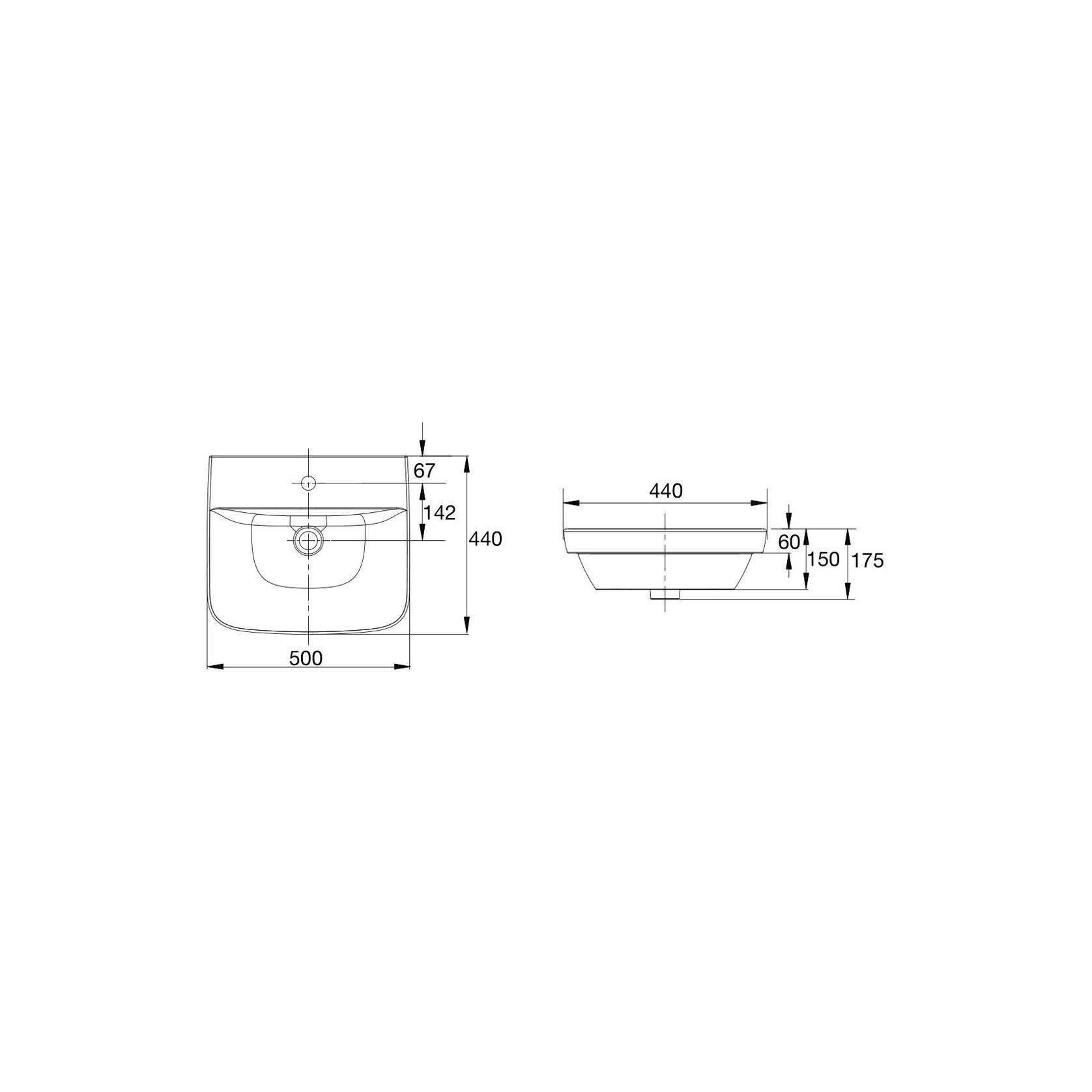 Cygnet 500 Semi Inset Basin - 3 Taphole - Overflow gallery detail image