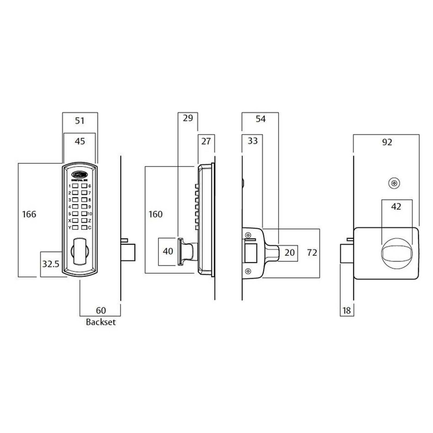 Lockwood Digital Lockset Lever Timber Frame 002-1LDXSC gallery detail image