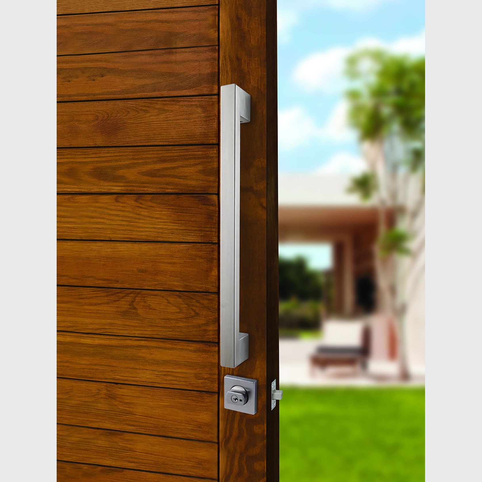 Lockwood Paradigm Door Pull Handle with Double Cylinder Deadbolt Satin Stainless Steel 005/DPHBSSS gallery detail image