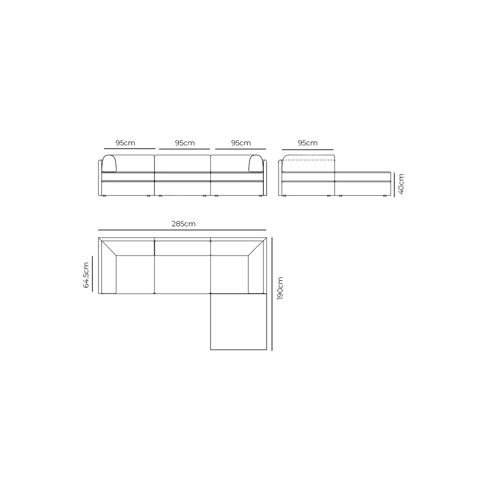Addy 4 Seater Chaise Sofa - Copenhagen Espresso gallery detail image
