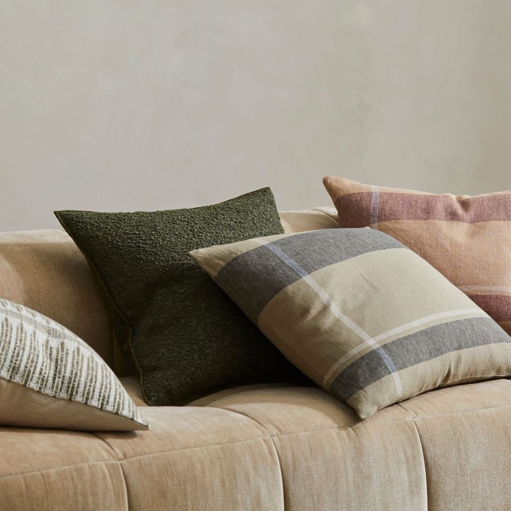 Weave Home Alberto Boucle Cushion - Olive | 50 x 50cm gallery detail image