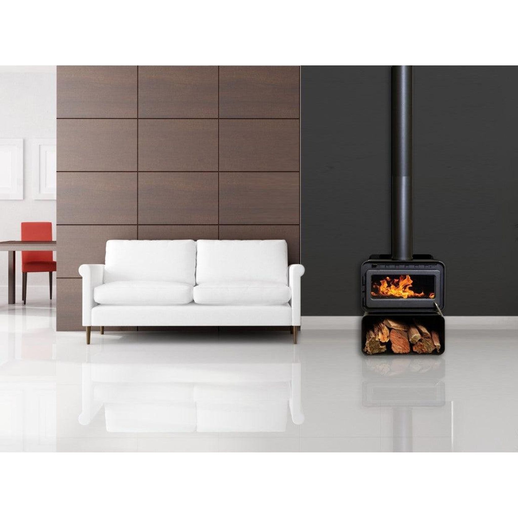 Blaze B100 Wood Fireplace w/ Wood Stacker gallery detail image
