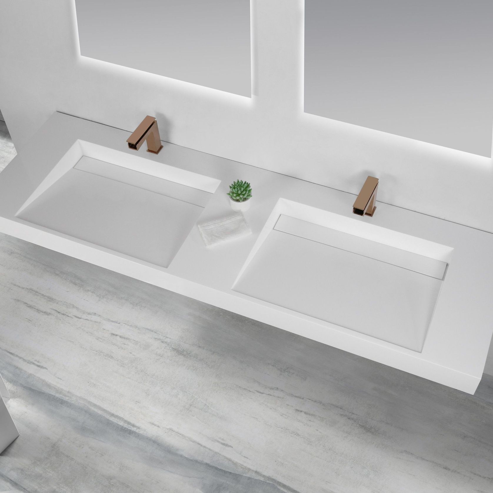Ramp Basin Wall Hung Double Bowl 1829mm B5072-D gallery detail image