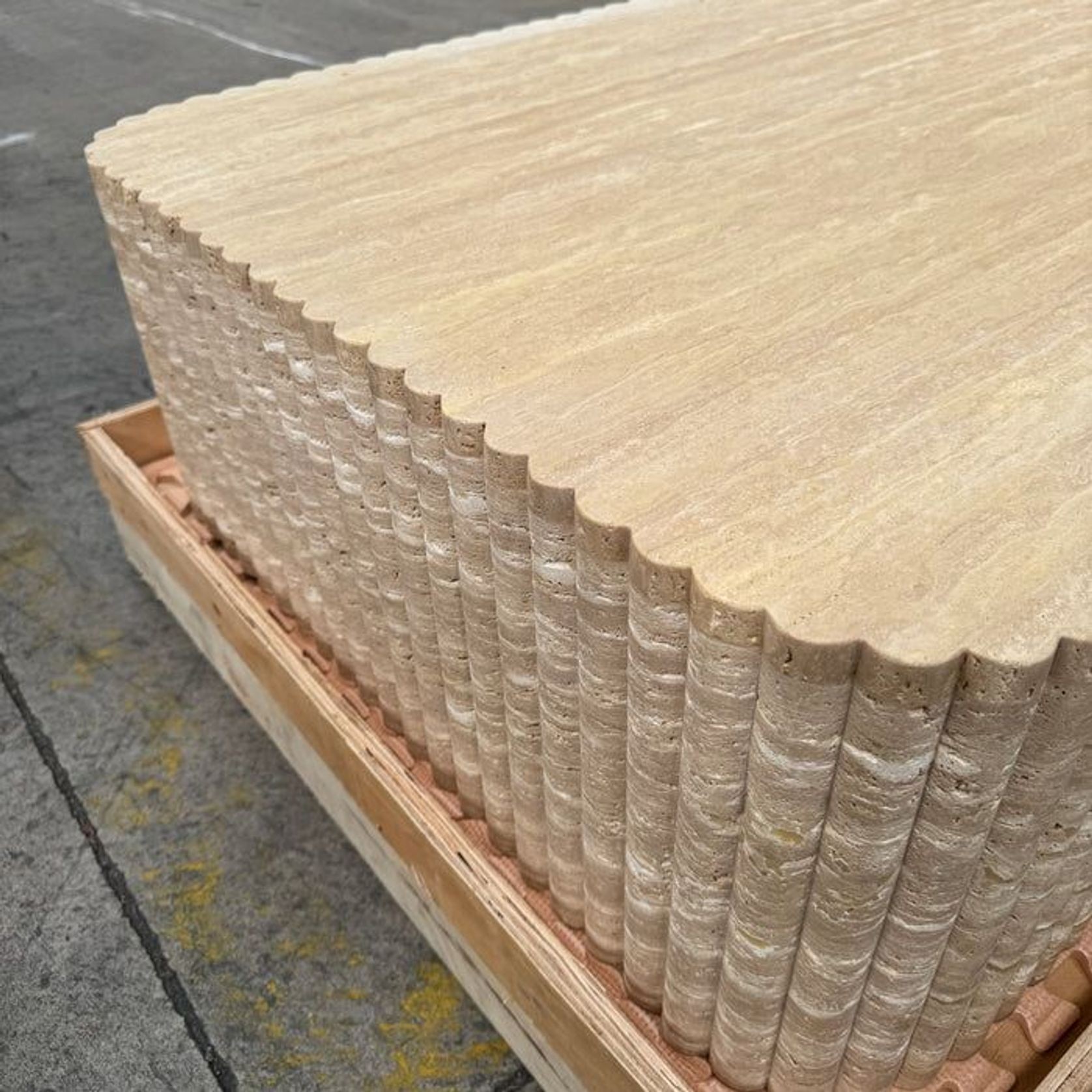 Fluted Block Table - Veincut Travertine | Natural Stone Co. gallery detail image