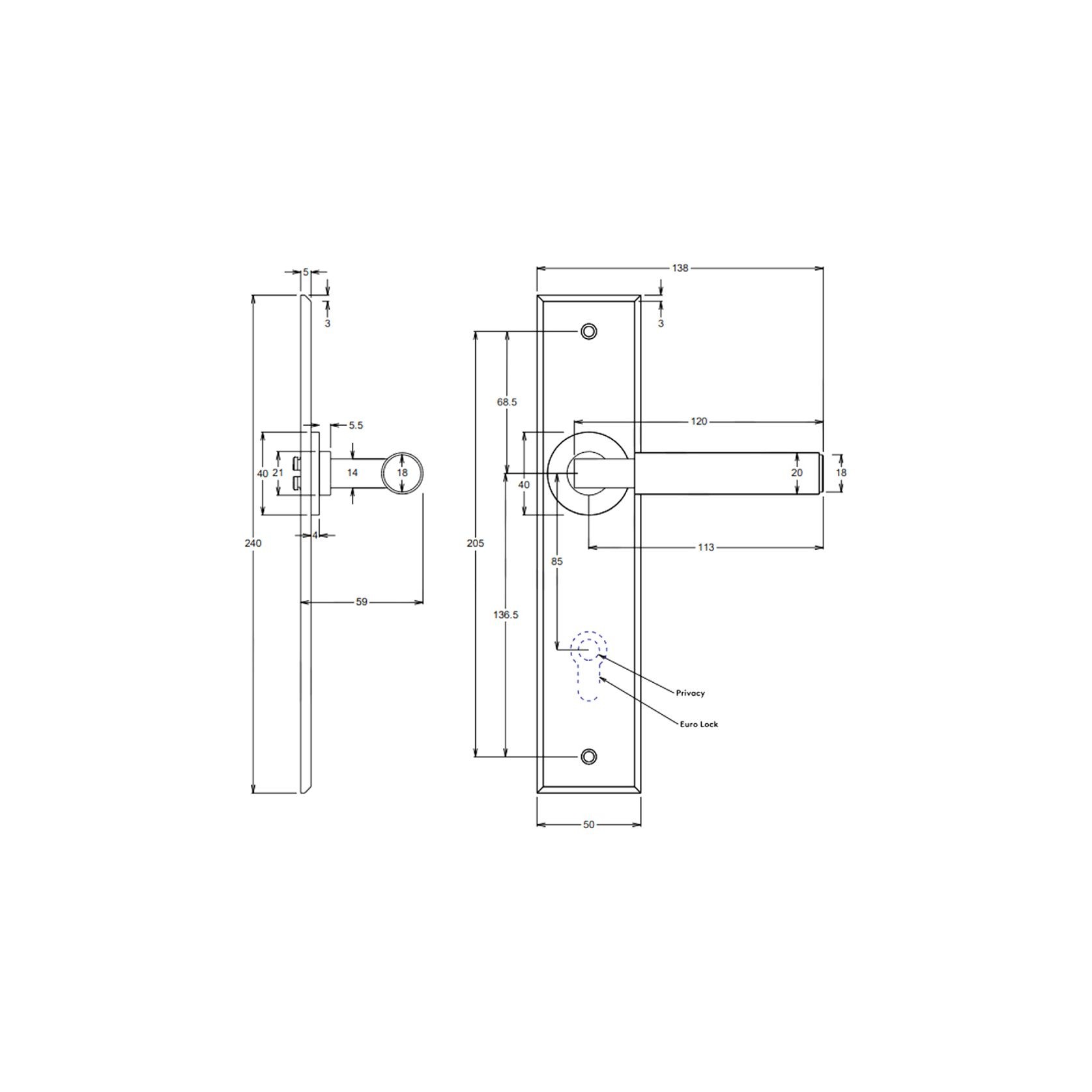 Iver Berlin Door Lever on Chamfered Backplate gallery detail image