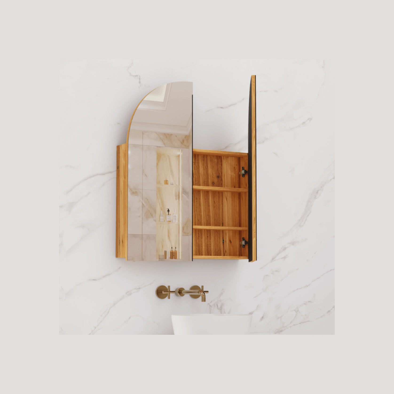 Fifth Avenue Arka Shaving Cabinet - Blackbutt gallery detail image