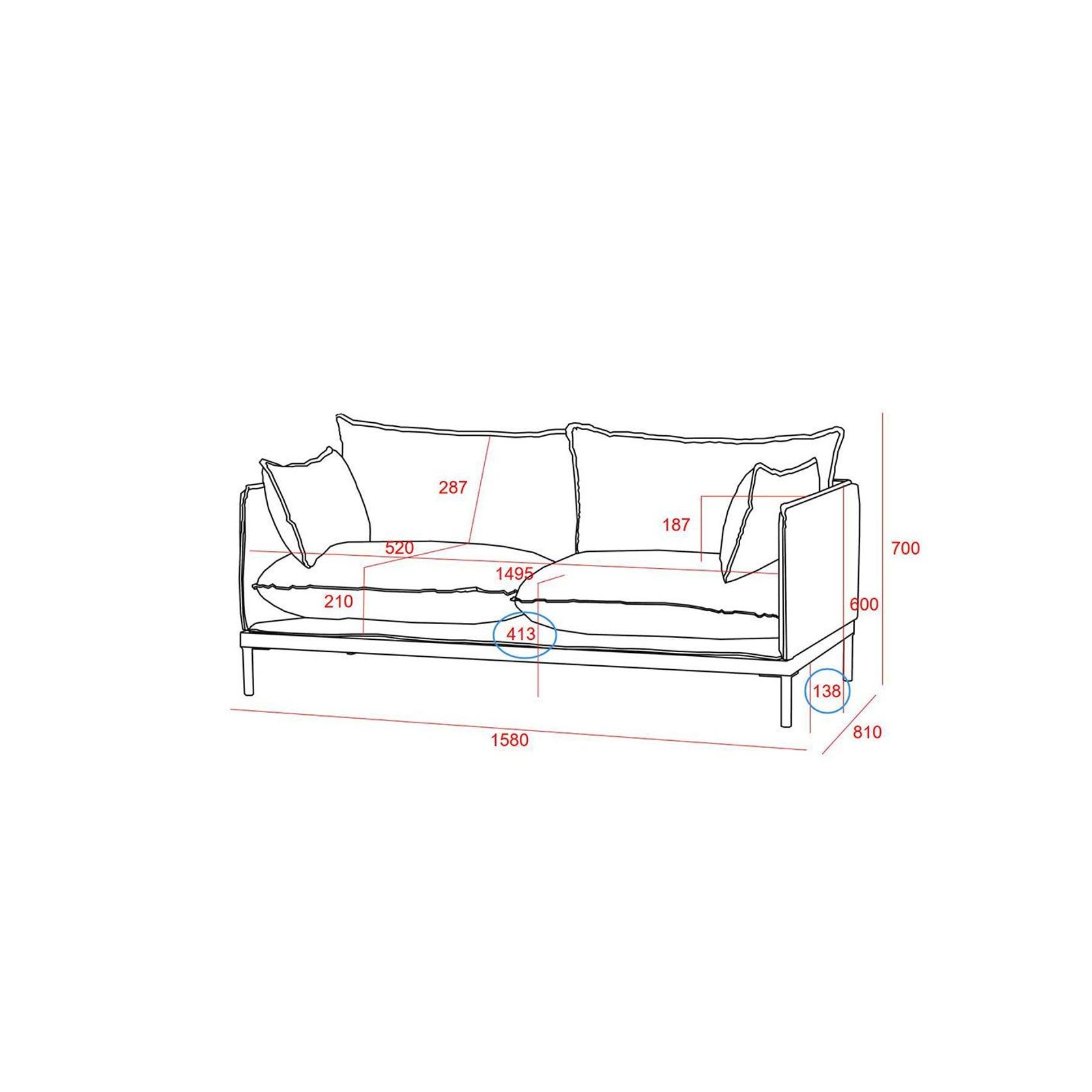 SINCLAIR 2 Seater Sofa in Grey gallery detail image