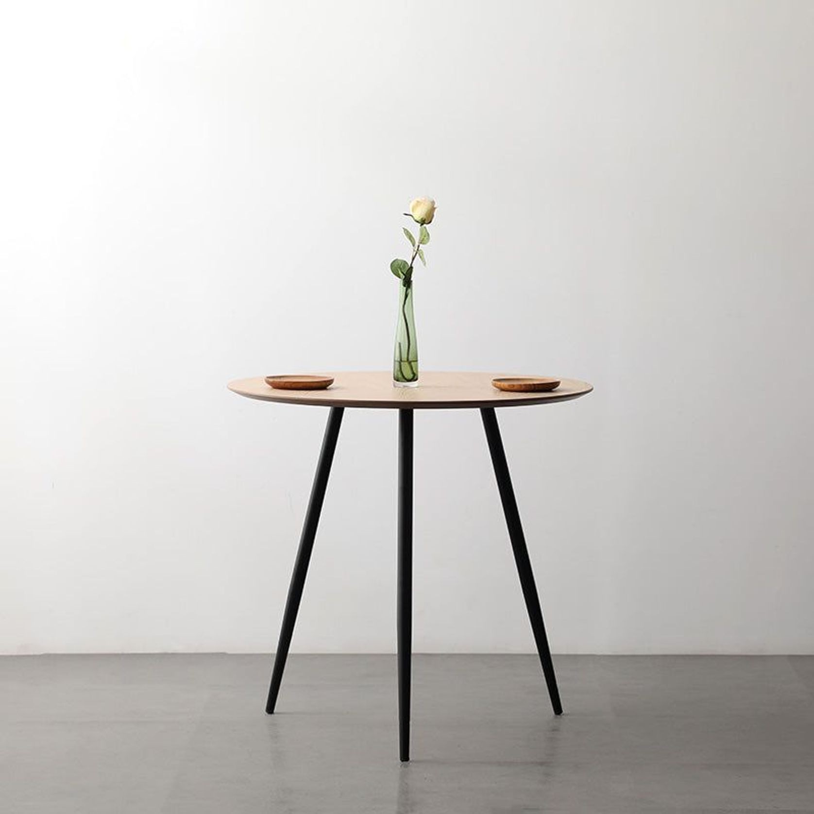 GINNY Round Dining Table 80cm - Natural & Black gallery detail image