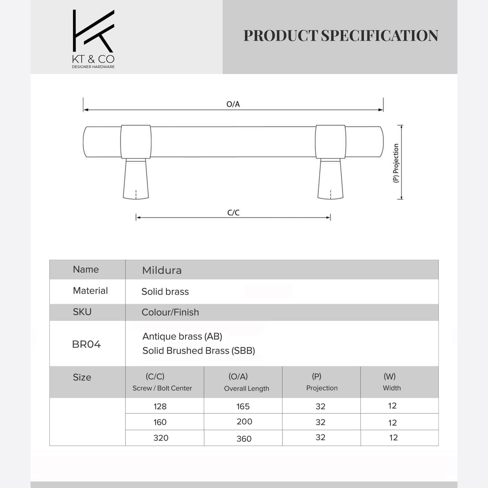KT&CO Kitchen drawer handles Brushed brass/ Aged brass Mildura gallery detail image