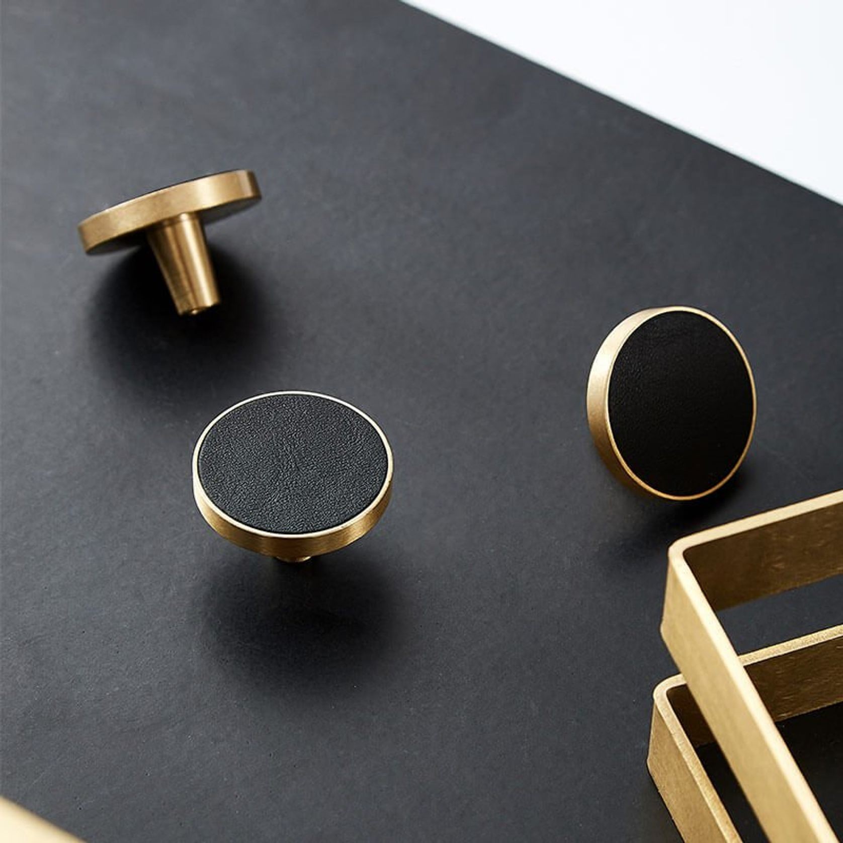 Leather and Solid Brass Drawer Handles gallery detail image