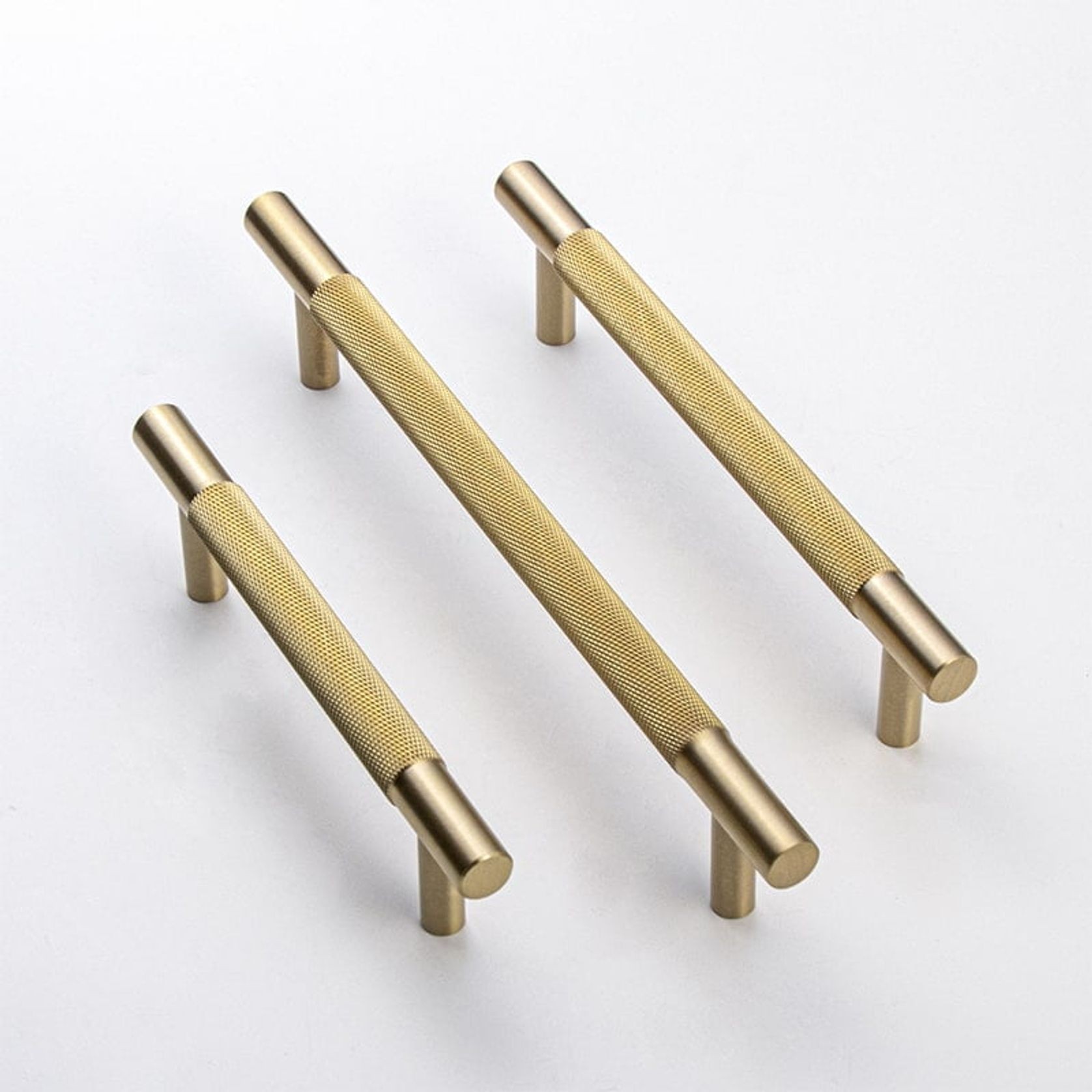 Kitchen Knurled handles solid Brass /aged antique brass Tallow Beach gallery detail image