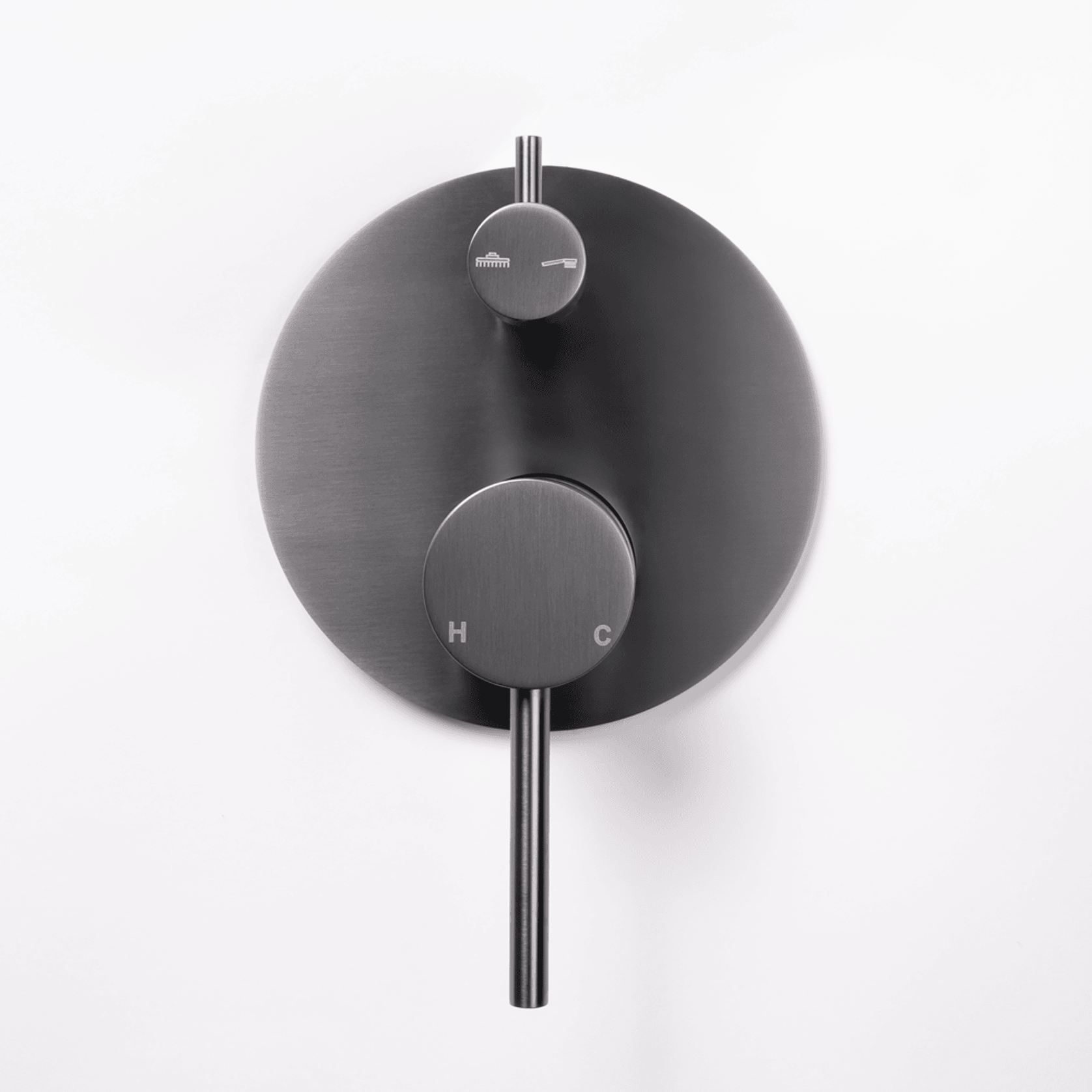 Mira Brushed Gunmetal Wall Mixer Divertor Plate gallery detail image