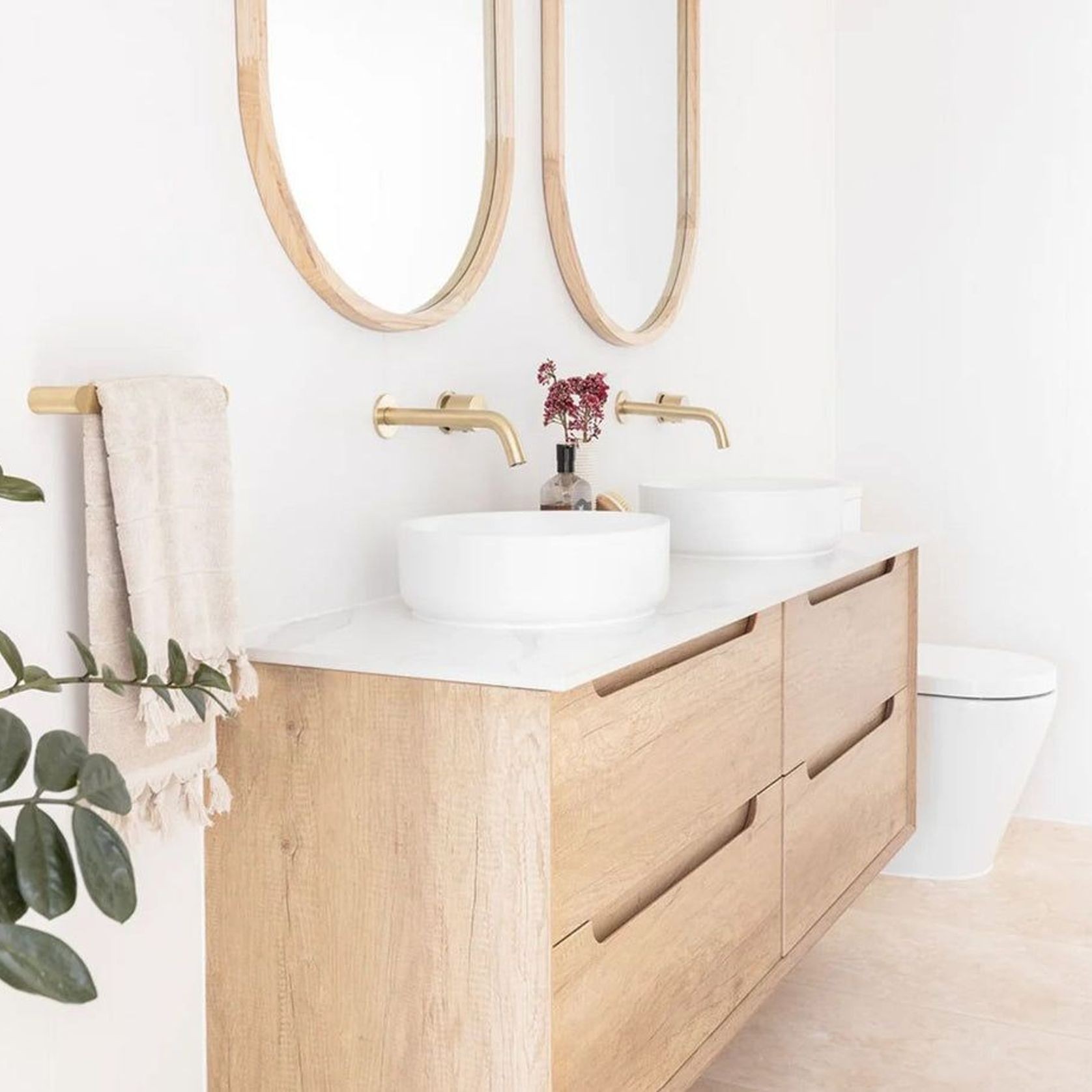 Otti Byron Natural Oak 1500mm Double Bowl Wall Hung Vanity gallery detail image
