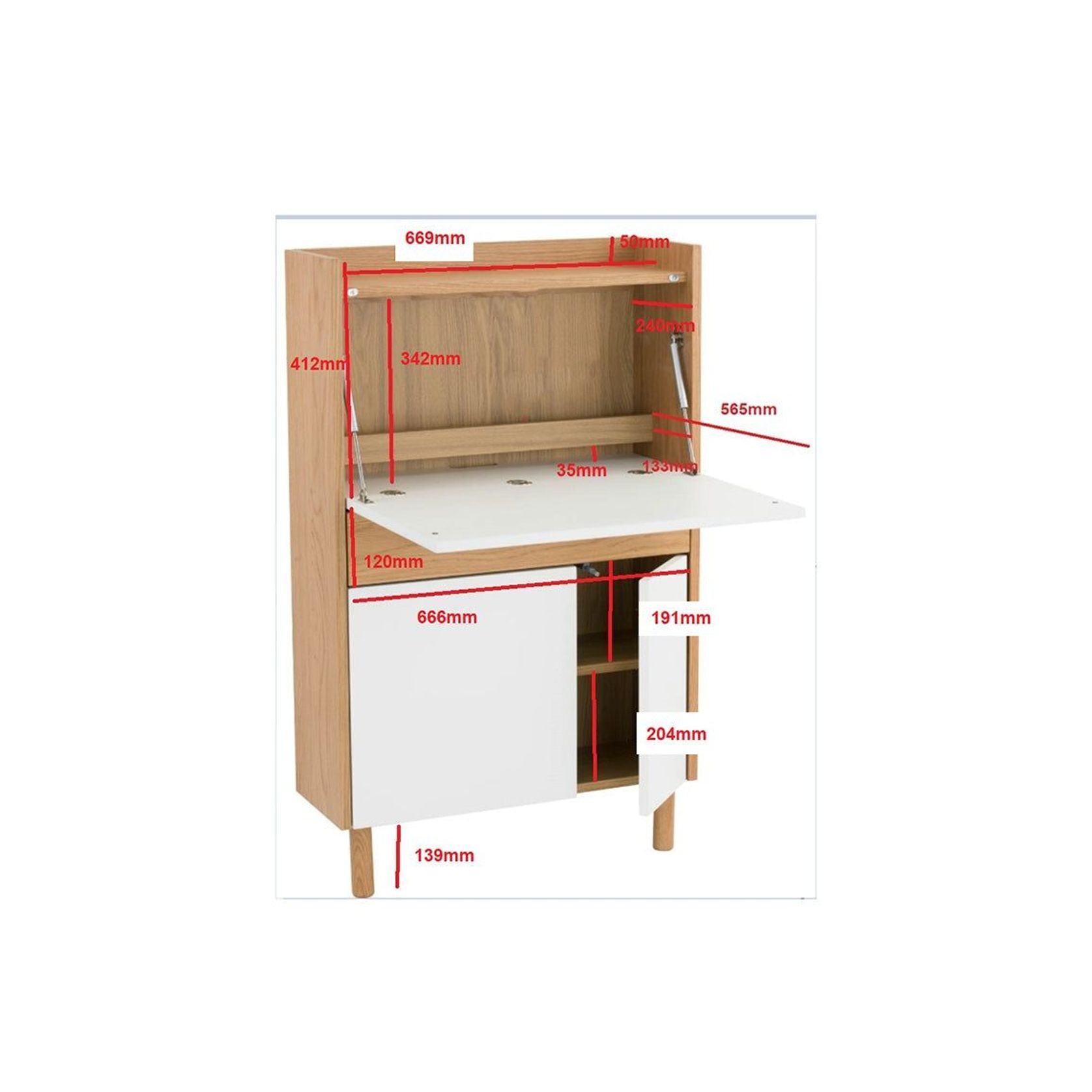 BARTON Study Desk 71cm - Blue & Natural gallery detail image
