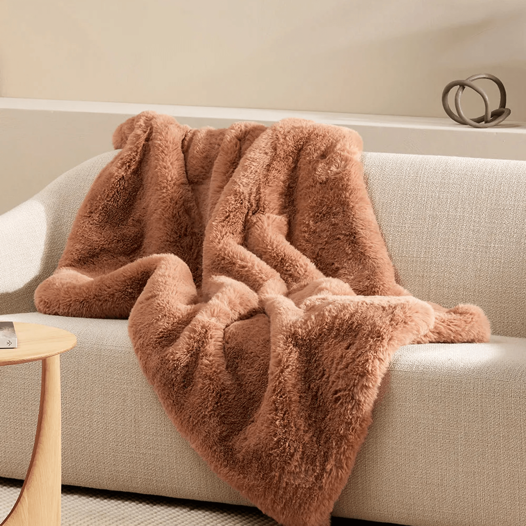 Pele Faux Fur Throw - Toasted Coconut | Baya gallery detail image