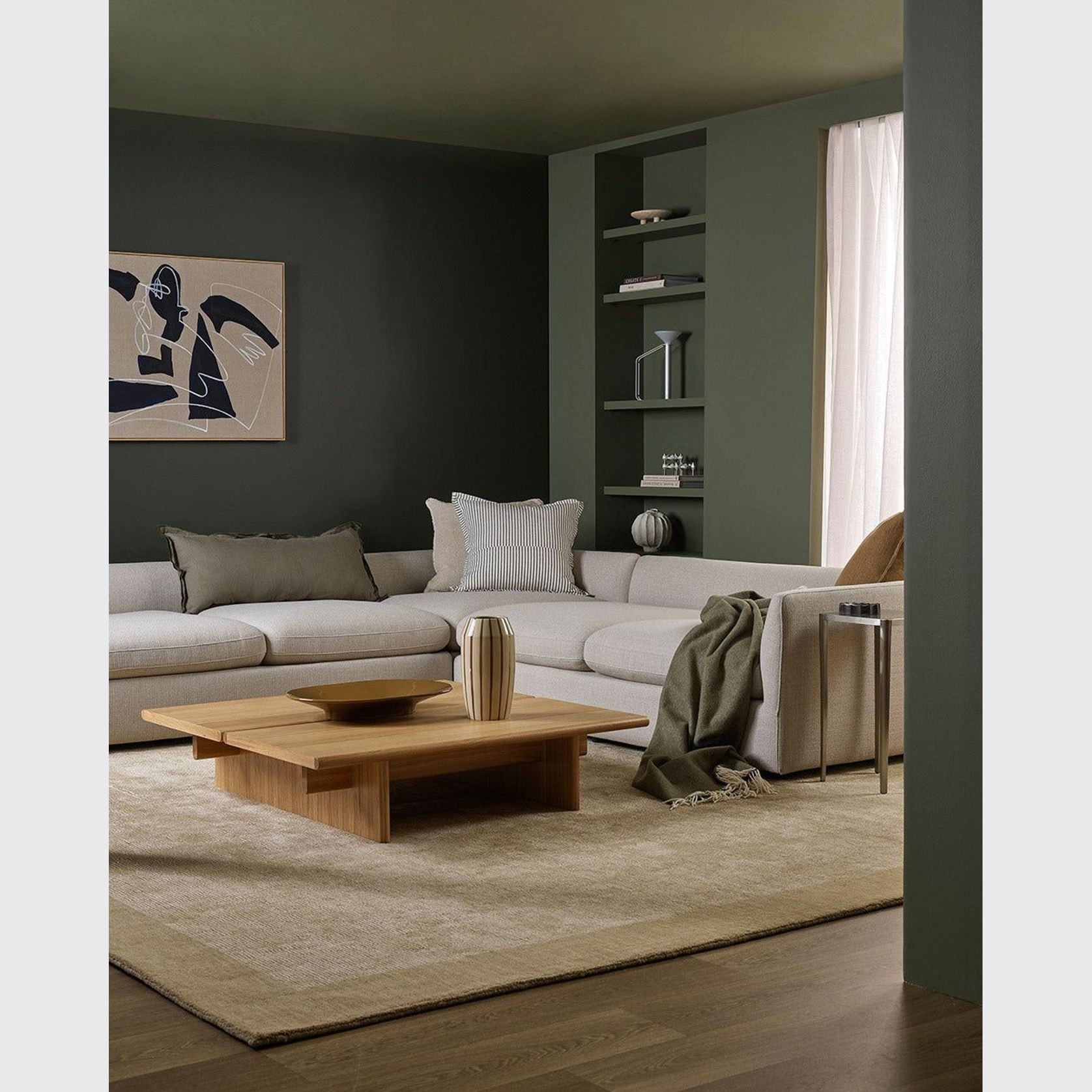 Baya Linden Long Lumbar Cushion - Olive gallery detail image
