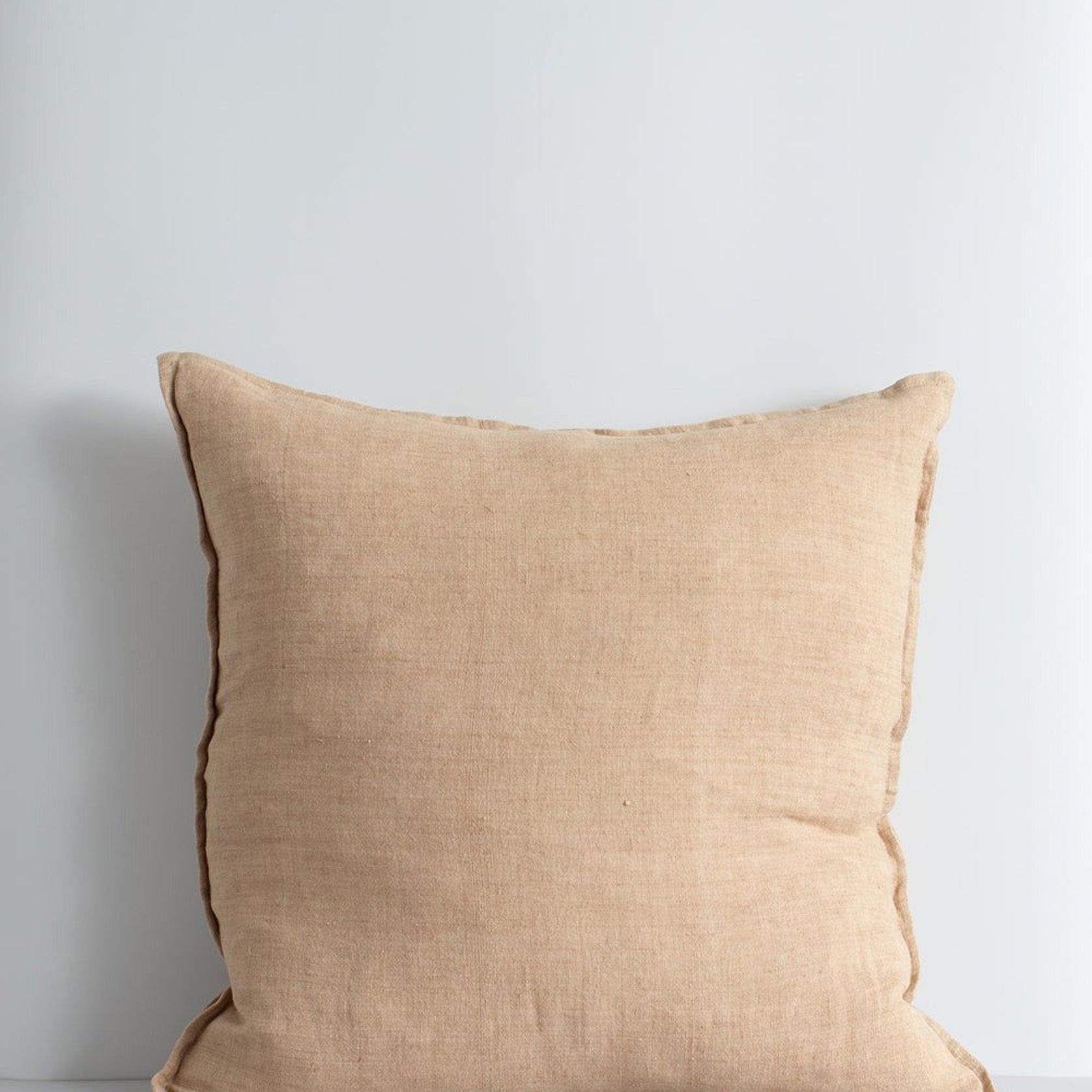 Baya Cassia Handwoven 100% Linen Cushion - Toasted Coconut | Square gallery detail image