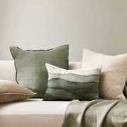 Baya Cassia Handwoven 100% Linen Cushion - Moss | Square gallery detail image