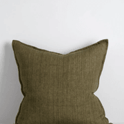 Baya Cassia Handwoven 100% Linen Cushion - Military | Square gallery detail image