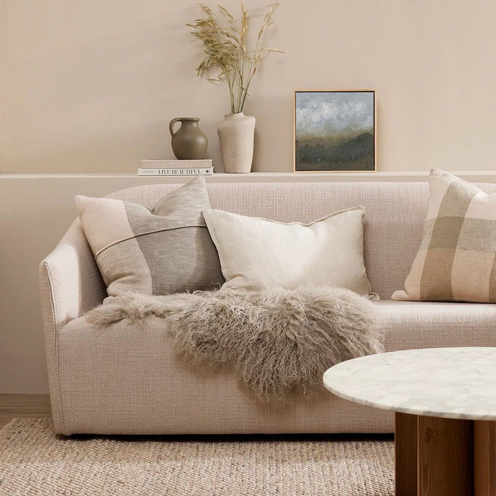 Baya Arcadia Handwoven Linen Cushion - Almond | Lumbar gallery detail image