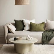 Baya Cassia Handwoven 100% Linen Cushion - Almond | Square gallery detail image