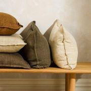 Baya Arcadia Handwoven Linen Cushion - Clove | Lumbar gallery detail image