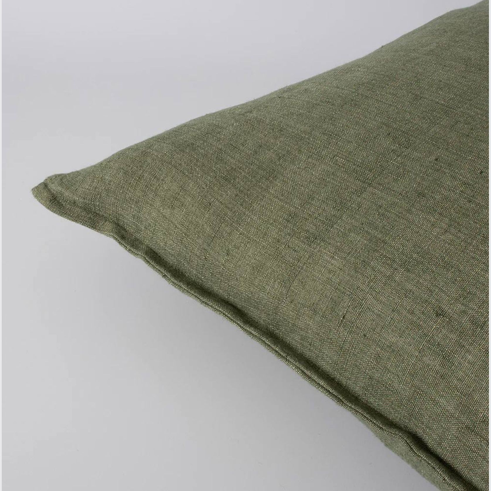 Baya Arcadia Handwoven Linen Cushion - Moss | Lumbar gallery detail image