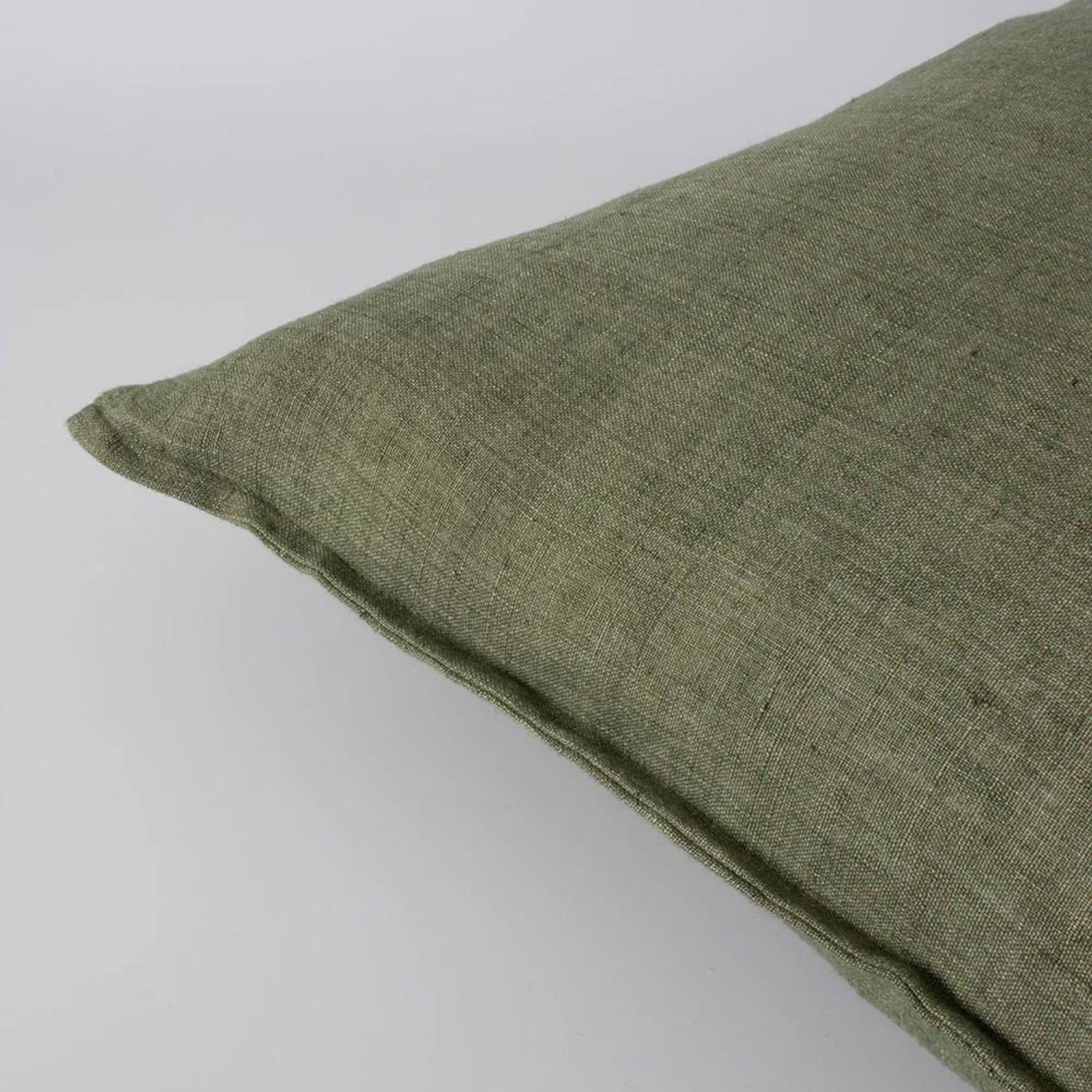 Baya Arcadia Handwoven Linen Cushion - Moss | Lumbar gallery detail image