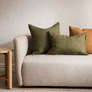 Baya Cassia Handwoven 100% Linen Cushion - Military | Square gallery detail image