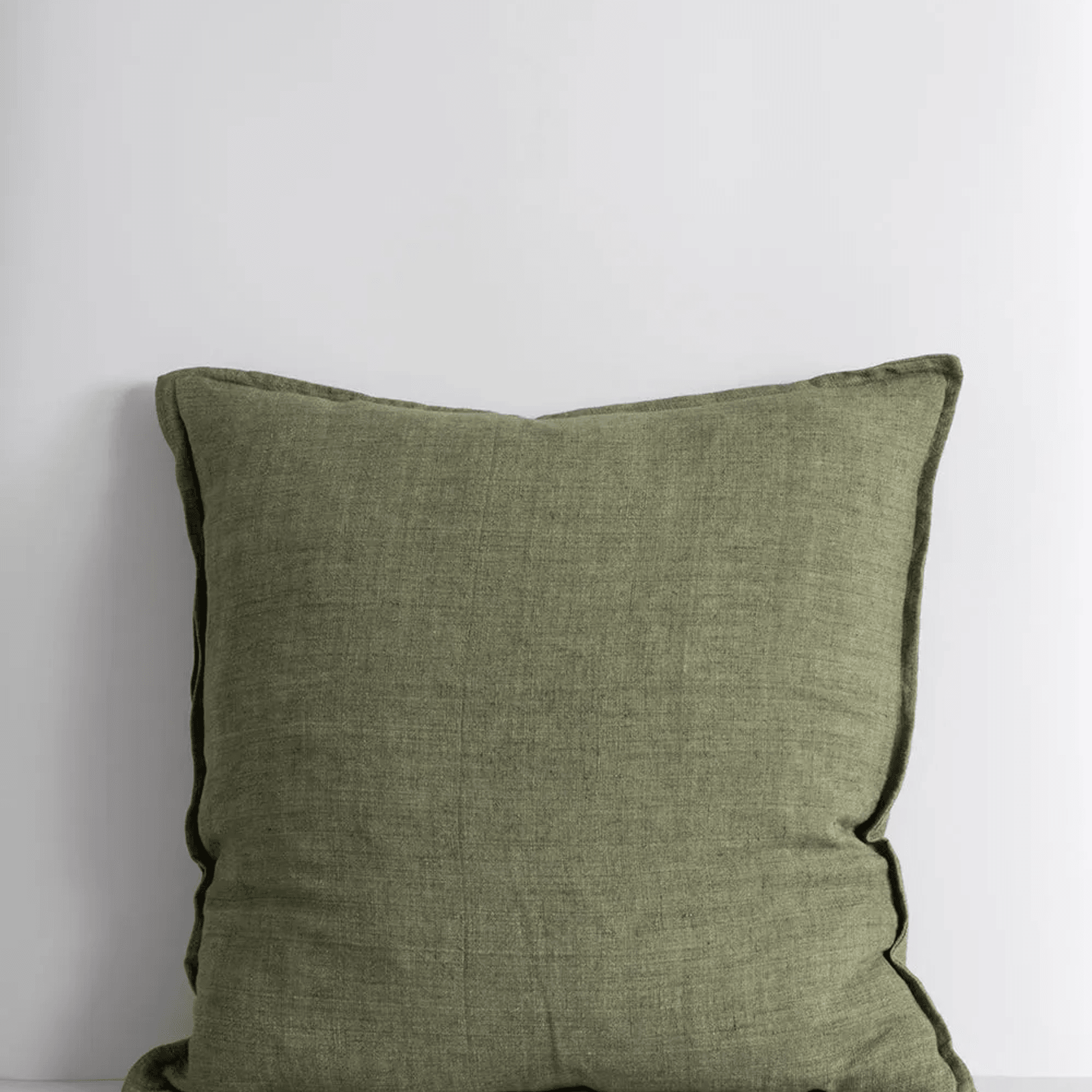 Baya Cassia Handwoven 100% Linen Cushion - Moss | Square gallery detail image