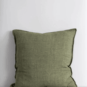 Baya Cassia Handwoven 100% Linen Cushion - Moss | Square gallery detail image
