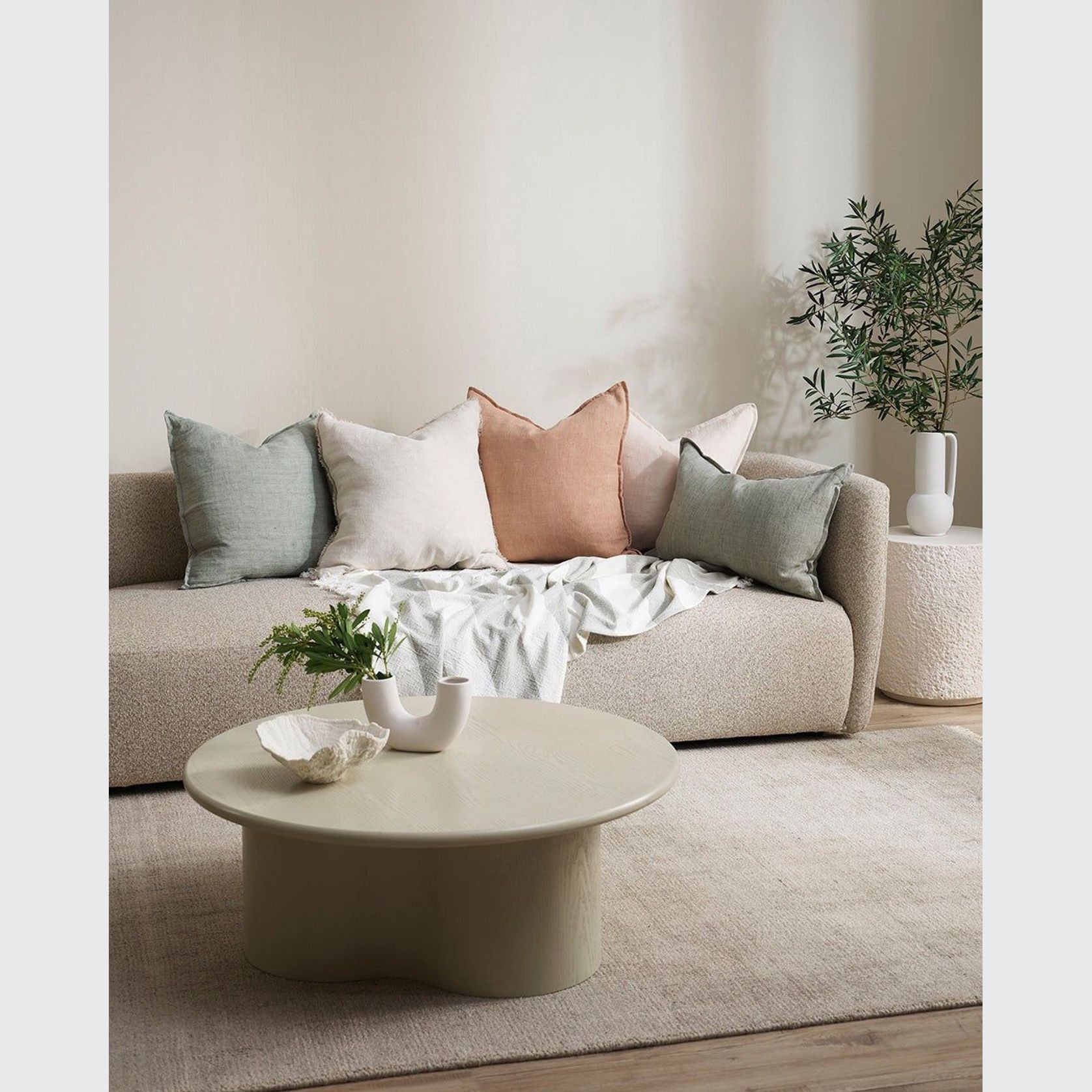 Baya Cassia Handwoven 100% Linen Cushion - Sage | Square gallery detail image