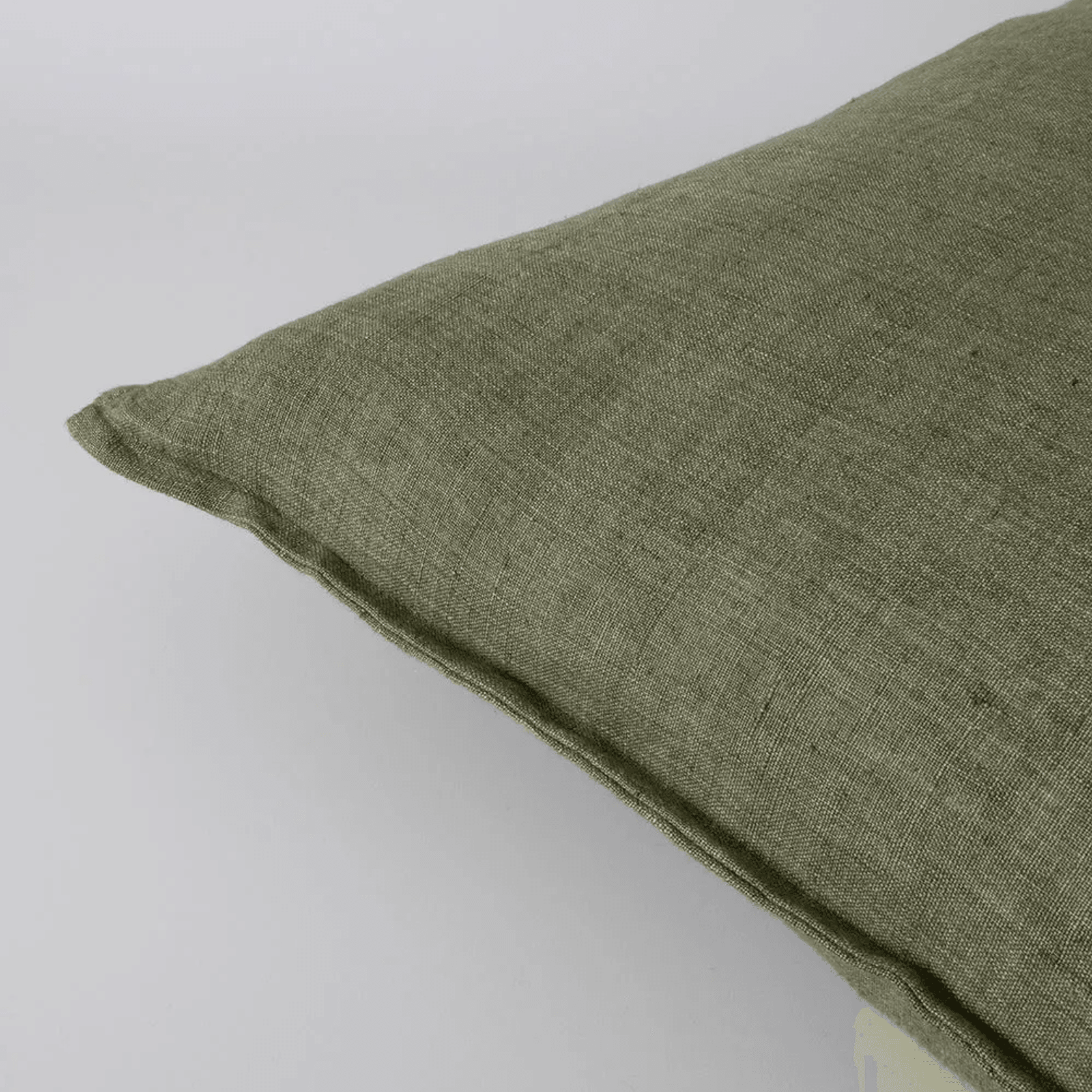 Baya Cassia Handwoven 100% Linen Cushion - Moss | Square gallery detail image