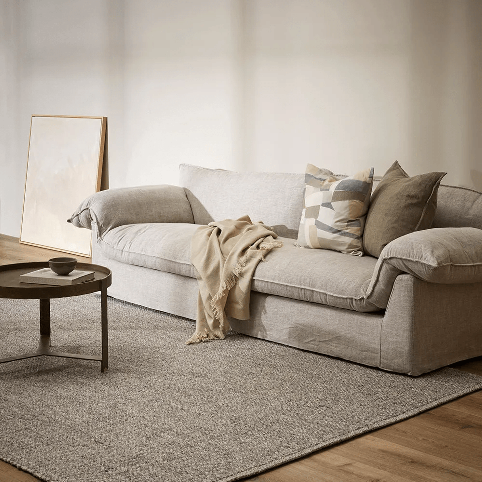 Baya Cassia Handwoven 100% Linen Cushion - Greige | Square gallery detail image