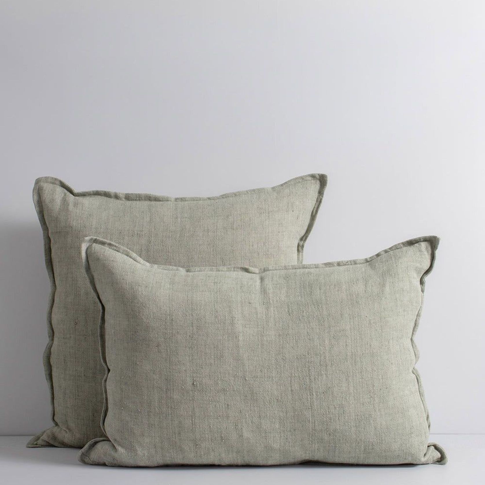 Baya Cassia Handwoven 100% Linen Cushion - Sage | Square gallery detail image