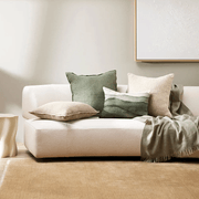 Baya Cassia Handwoven 100% Linen Cushion - Moss | Square gallery detail image