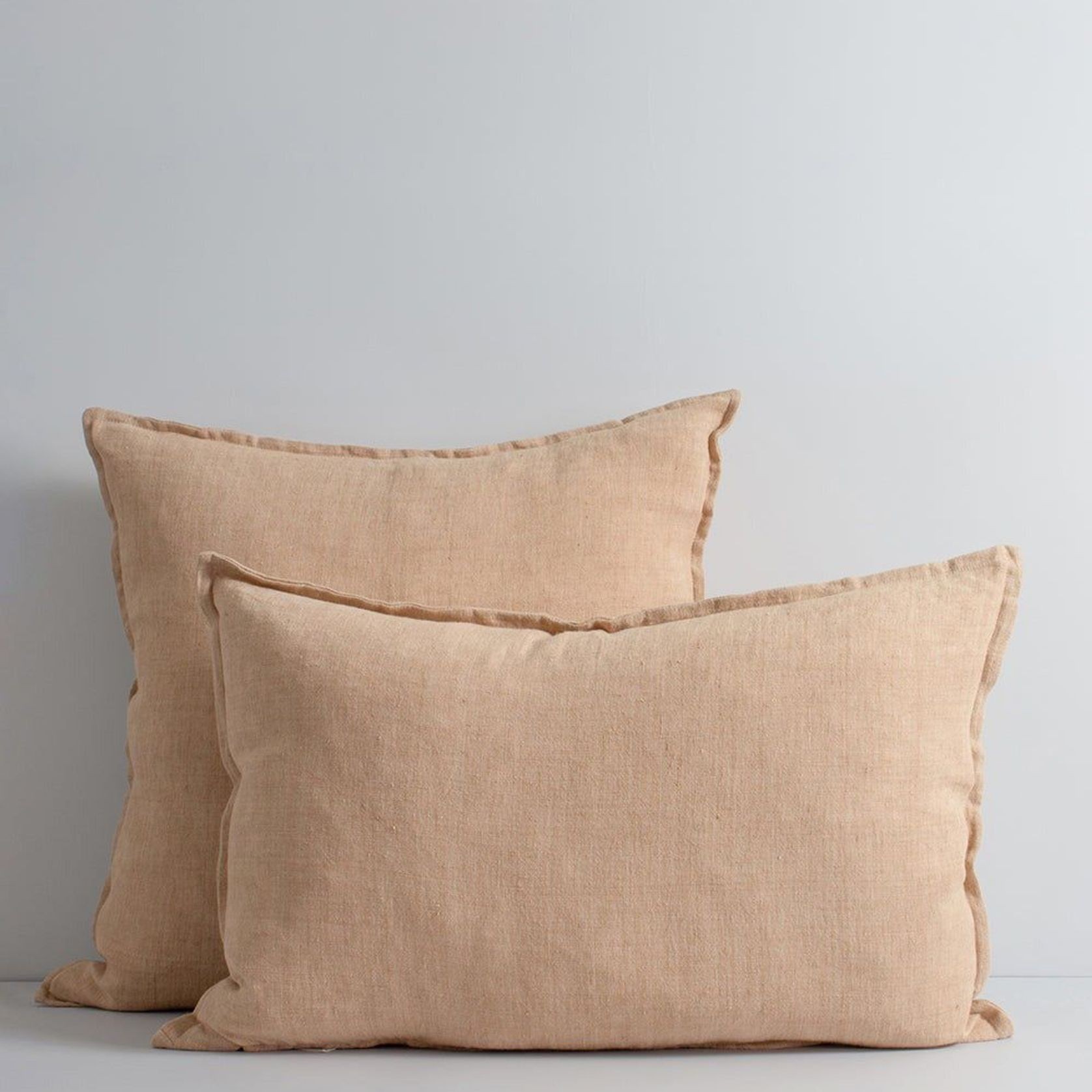 Baya Cassia Handwoven 100% Linen Cushion - Toasted Coconut | Square gallery detail image