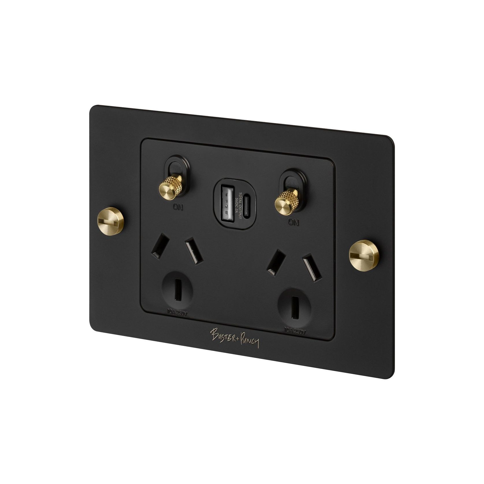 2 Gang GPO Socket Switch + Single USB A + C gallery detail image