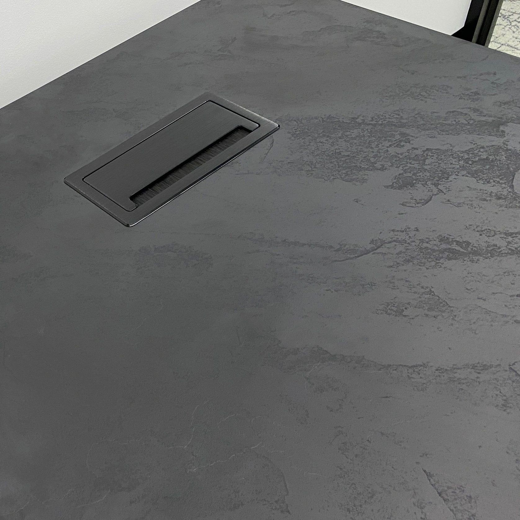 ARTO Black Executive Office Desk with Reversible Return 180-200cm - Black Concrete gallery detail image