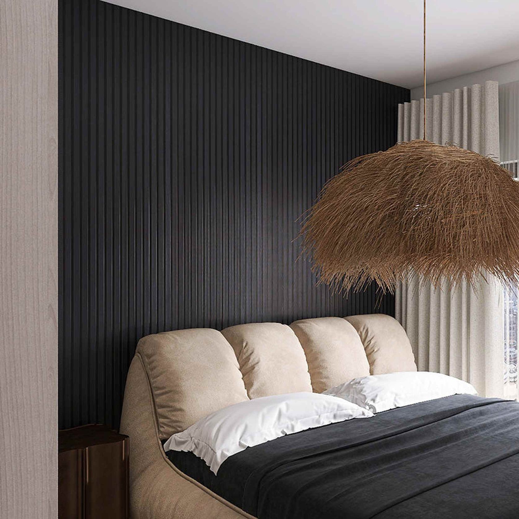 WOODFLEX Flexible Acoustic Wood Slat Wall Panel - Black Coated - 3000mm x 600mm gallery detail image