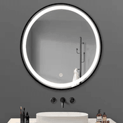 Nova Frost Frame - LED Mirror Round with Frosted Edge and Black Frame gallery detail image